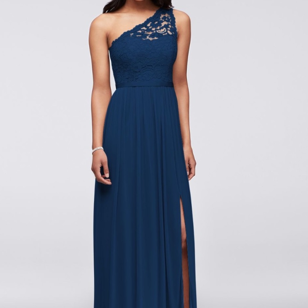 David’s Bridal One Shoulder Lace Bridesmaid Dress